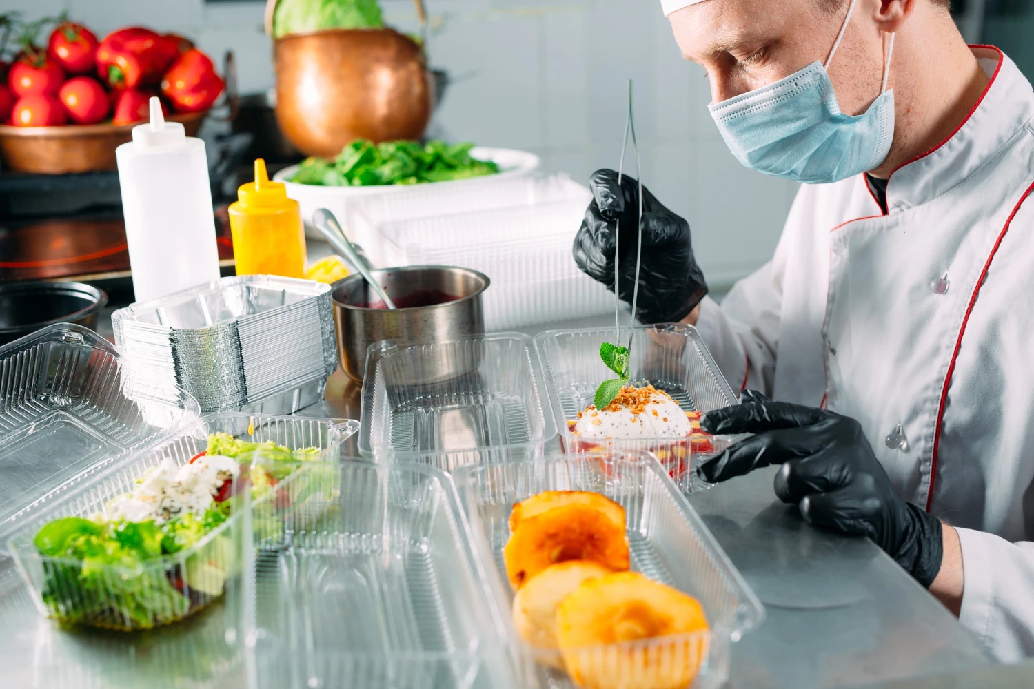 Food Safety Regulations for Restaurants: A chef prepares food in a restaurant following food safety regulations.